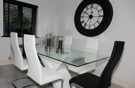 White Leather Finish Dining Room