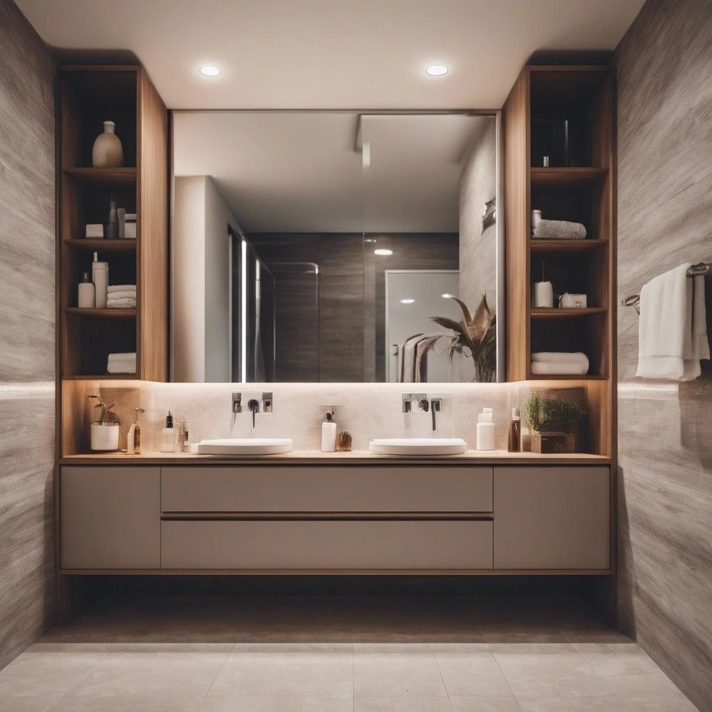 Double vanity with premium countertop in a Woodlands bathroom remodel