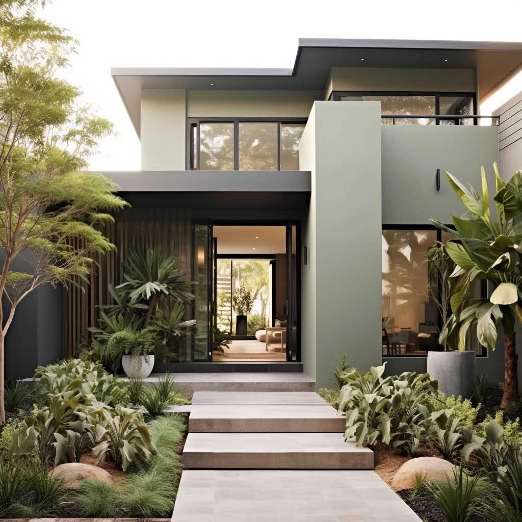 Earthy green exterior color trend for 2026