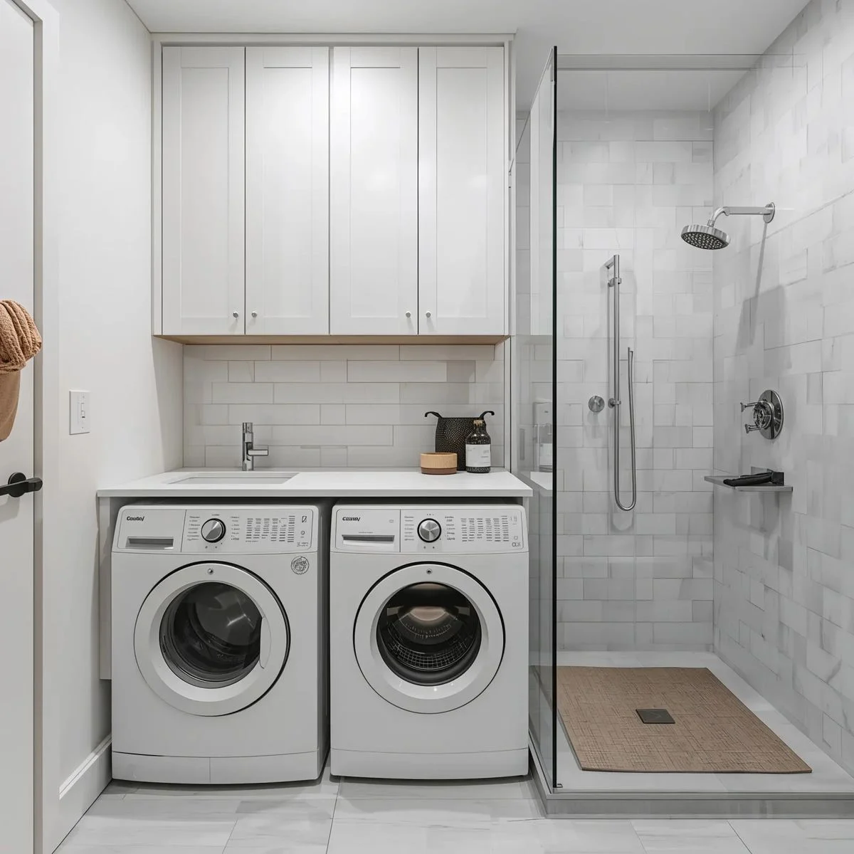 Combination Laundry Bathroom Design and Build in The Woodlands, Texas