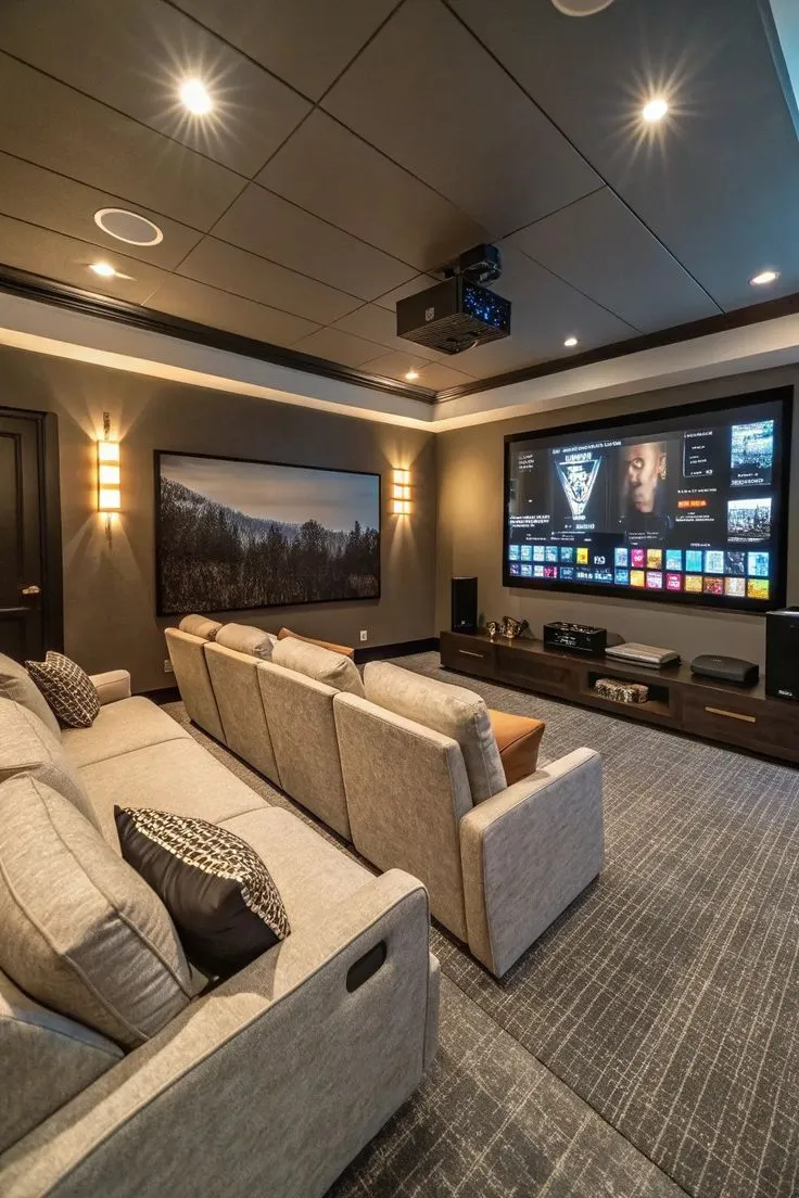 Home Theater and Media Room Construction in The Woodlands Basement