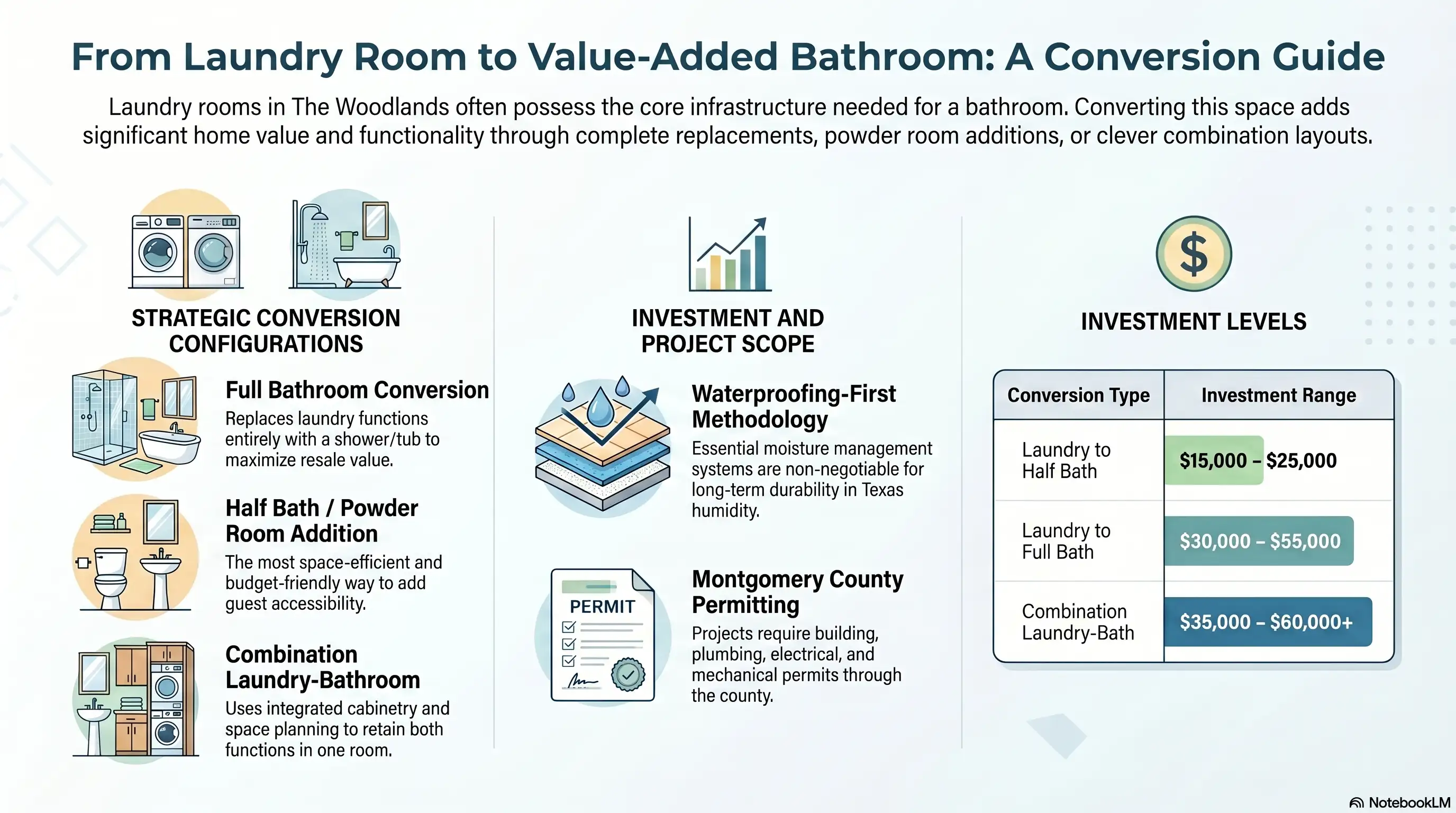 Laundry Room to Bathroom Conversion Services in The Woodlands, Texas