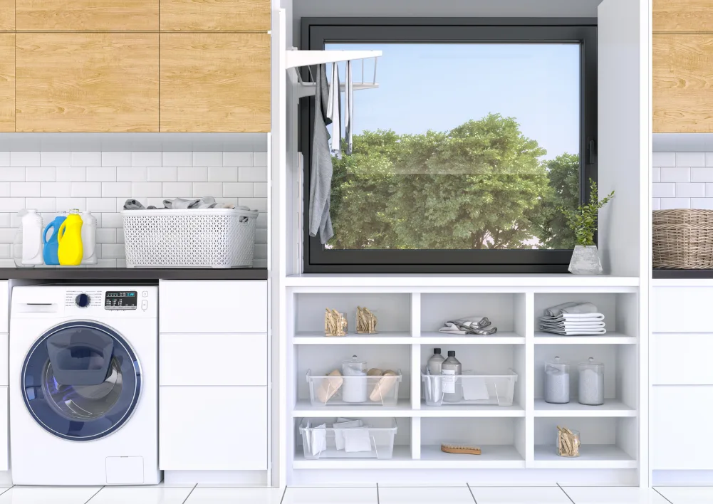 Laundry Room with Pull-Out Hampers
