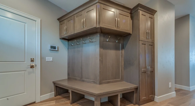 Mudroom custom cabinet design and installation services in The Woodlands Texas